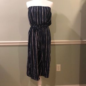 See you Monday Blue and Pink Striped Romper